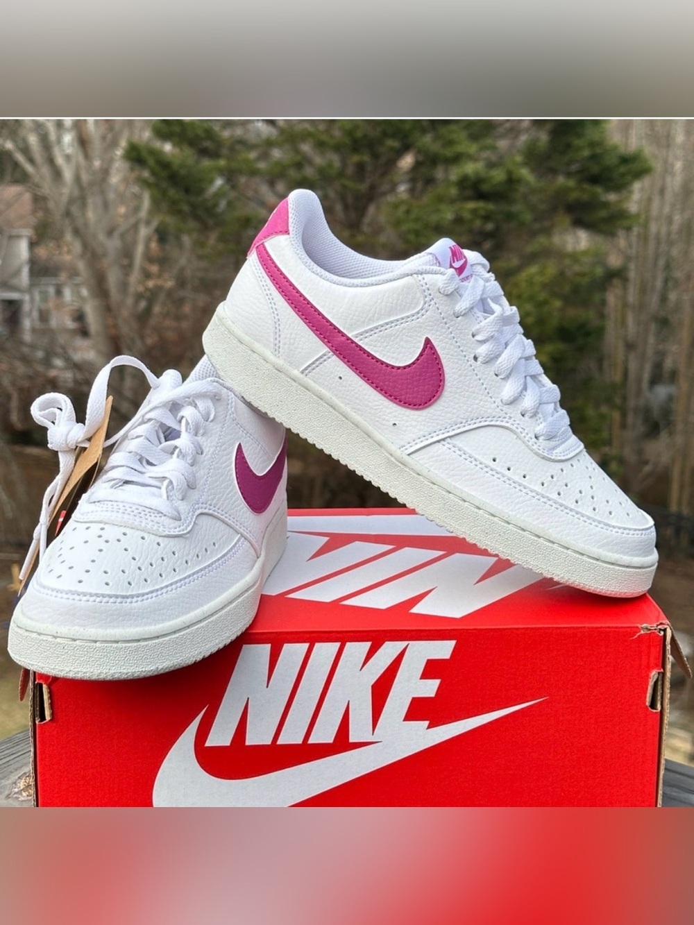 Nike Court Vision Low Womens 6 Youth 4.5Y White Sustainable Casual Sneaker NEW